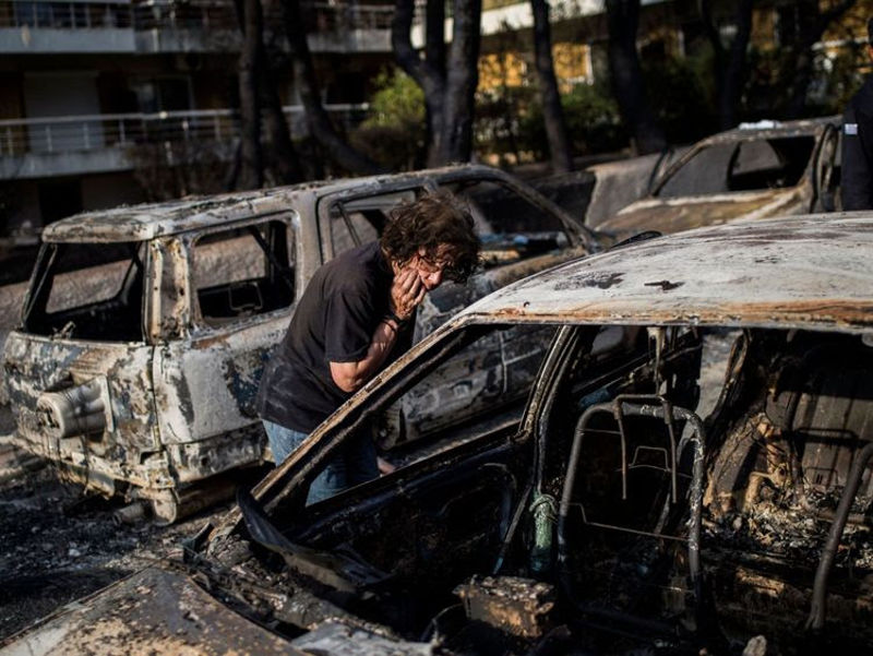 mati full of tears from the deadly fires. kineta the sad days for greece