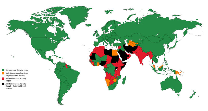 Σε ποιες χώρες οι ομοφυλόφιλοι καταδιώκονται.